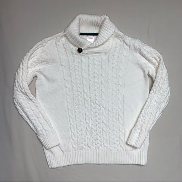 Gymboree White Holiday Boy’s 7 Sweater Knit Cowl Neck Preppy Cardigan Photos - Picture 1 of 5